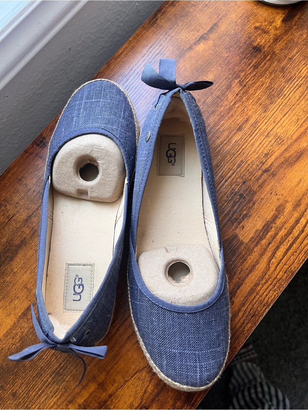 UGG Navy Blue Espadrille Ballet Flats with Heel Tie